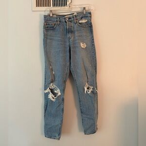 Levi's Light Blue Distressed Straight Leg Jeans